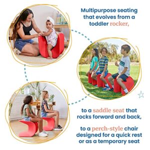 ECR4Kids Wave Seat, 14in - 15.1in Seat Height, Perch Stool, Red, 2-Pack