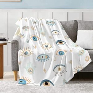 Amilient Evil Eye Pattern Throw Blanket Super Soft Cozy Plush Fleece Blanket Decorative Fuzzy Lightweight Blankets for Sofa Couch Bed Camping, 40"x50"-Kids/Throw Size