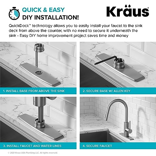 KRAUS Oletto™ Spot Free Stainless Steel Finish Dual Function Pull-Down Kitchen Faucet, KPF-2620SFS (Pack of 4)