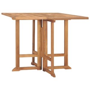 vidaxl solid teak wood folding patio dining table - weather resistant outdoor furniture with space-saving design and fine sanded finish