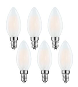 lamsky e14 led bulb european base 4w led chandelier light bulbs dimmable 40w equivalent,110v 2700k warm white,frosted glass decorative bulb,6 pack