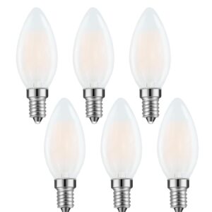 Lamsky E14 LED Bulb European Base 4W LED Chandelier Light Bulbs Dimmable 40W Equivalent,110V 2700K Warm White,Frosted Glass Decorative Bulb,6 Pack