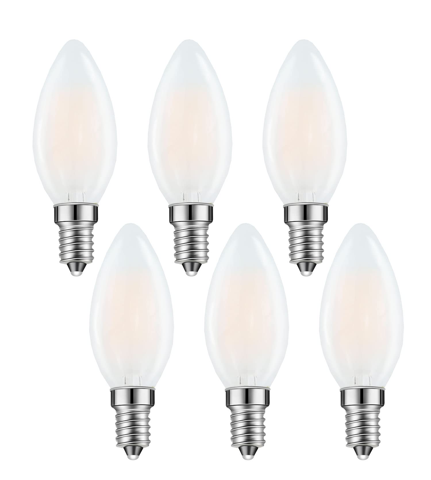 Lamsky E14 LED Bulb European Base 4W LED Chandelier Light Bulbs Dimmable 40W Equivalent,110V 2700K Warm White,Frosted Glass Decorative Bulb,6 Pack