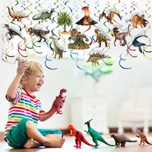 57 Pcs Dinosaur Hanging Swirls Dinosaur Birthday Party Decorations Dinosaur Foil Swirls Ceiling Spiral Streamers for Girl Boy Baby Shower Jungle Dinosaur Theme Party Supplies, Only 27 Cards