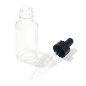 Magic Season Boston Round Glass Bottles (Transparent/ 1 fl oz. with Droppers/ 2 Pcs)