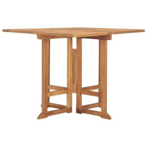 vidaXL Solid Teak Wood Folding Patio Dining Table - Weather Resistant Outdoor Furniture with Space-Saving Design and Fine Sanded Finish