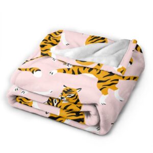 Tiger Blanket Cute Animal Super Soft Warm Bed Throw Blankets for Couch Bedroom Bedding Sofa Office Car Girls Boys Gifts, All Season Cozy Flannel Plush Blanket for Kids Adults, 50"X40"