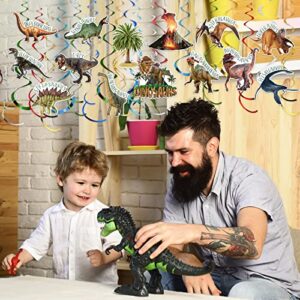 57 Pcs Dinosaur Hanging Swirls Dinosaur Birthday Party Decorations Dinosaur Foil Swirls Ceiling Spiral Streamers for Girl Boy Baby Shower Jungle Dinosaur Theme Party Supplies, Only 27 Cards