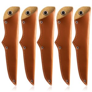 blades knife push button 5 pcs chef knife pu leather knives sleeves knife guards universal knife cover blade case for home kitchen universal filet knife 8 inch