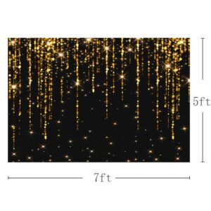 AIBIIN 7x5 ft Black and Gold Graduate Backdrop Wedding Anniversary Sparkles Photography Background Prom 2025 Gold Bokeh Dripping Birthday Party Decoration Congrats Grad Class of 2025Photo Studio Props