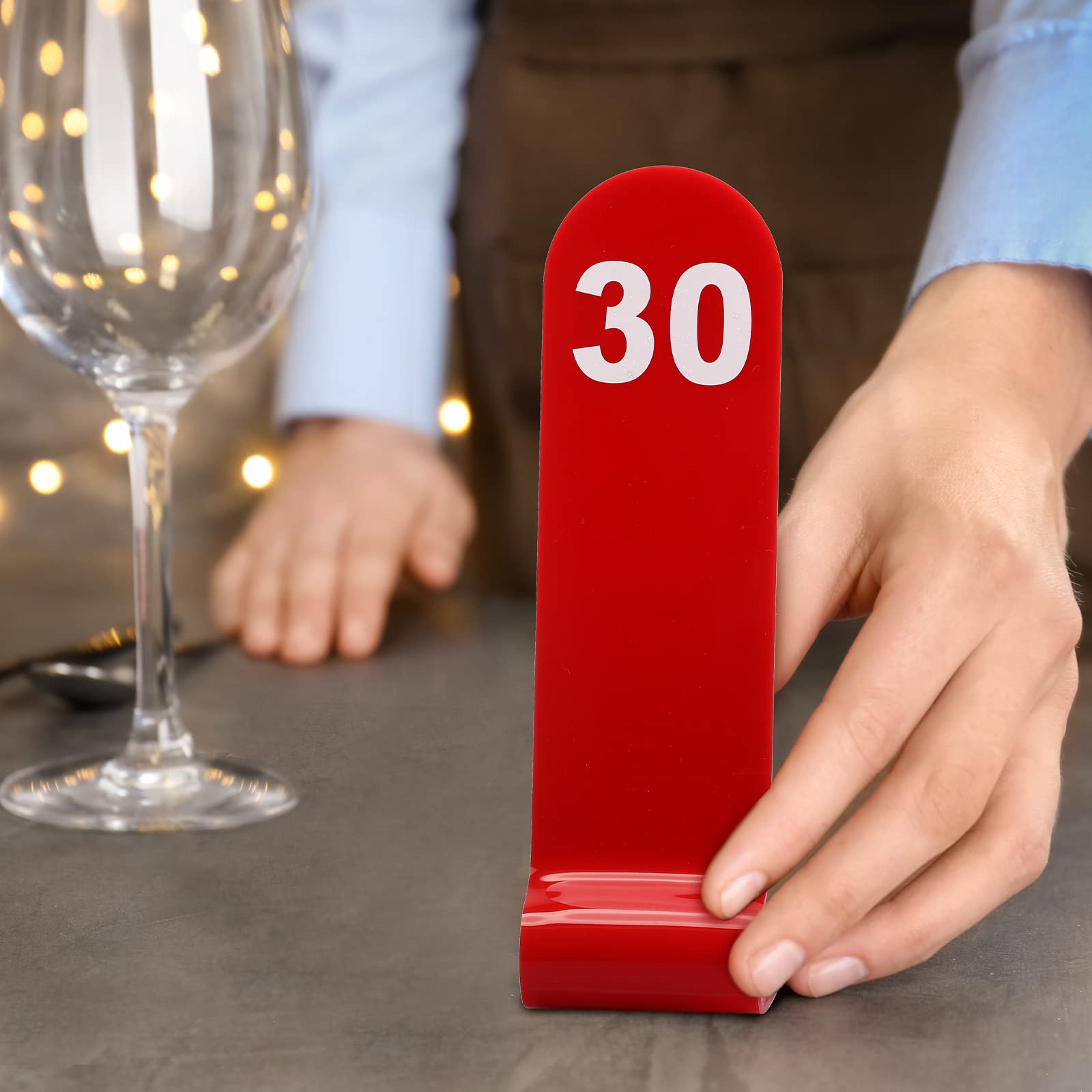 1-30 Table Numbers Restaurant Order Numbers Double Sided Acrylic Reception Number Stands Signs for Wedding Restaurant Seating Cafes Party Banquet (Red)