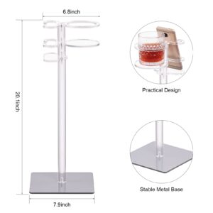 Aquiver Acrylic Drink Table for Small Space - Sofa Side Table for Drinks, Remotes, Phones - Metal Base, 7.9'' L x 7.9'' W x 20.1'' H