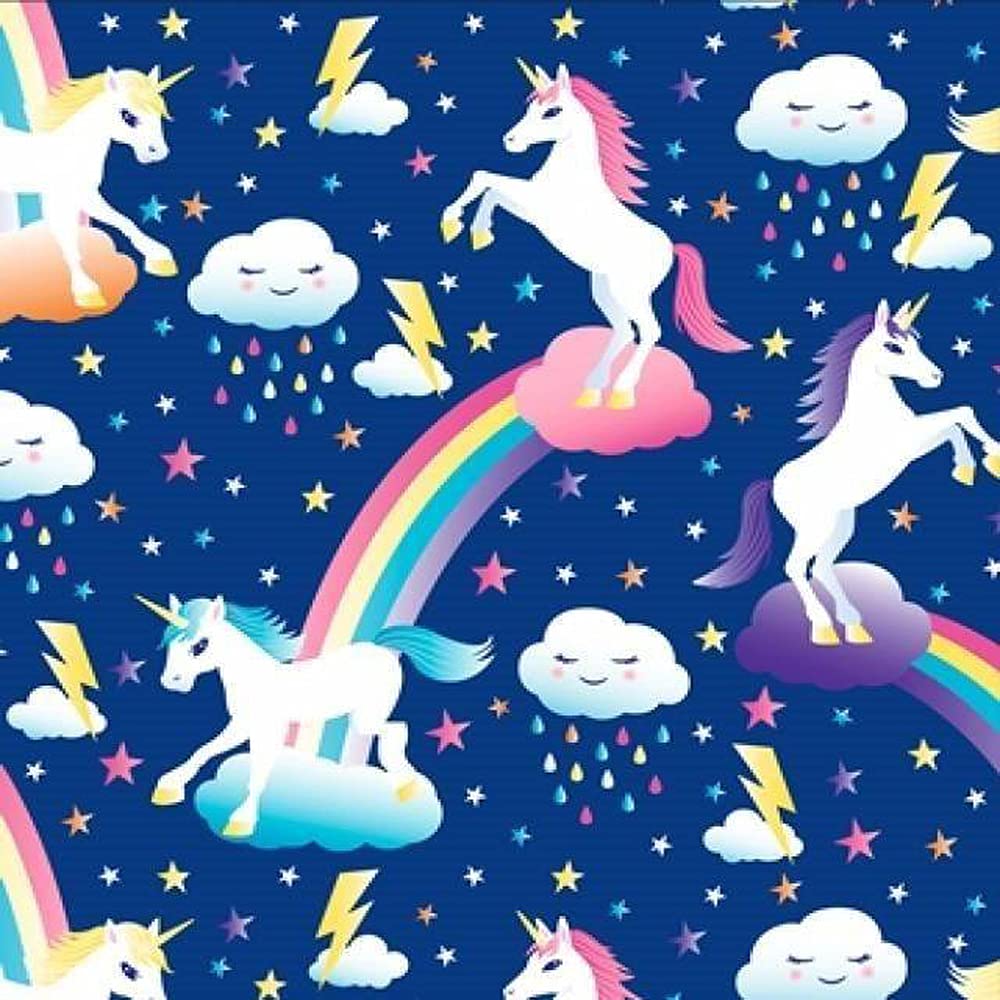 Pico Textiles 2 Yards Bolt - Unicorns with Rainbows Allover Fleece Fabric - Sold by The Bolt - Print Fleece Fabric - Ideal for Sewing Projects, Scarves, No Sew Fleece Throws and Tie Blankets.