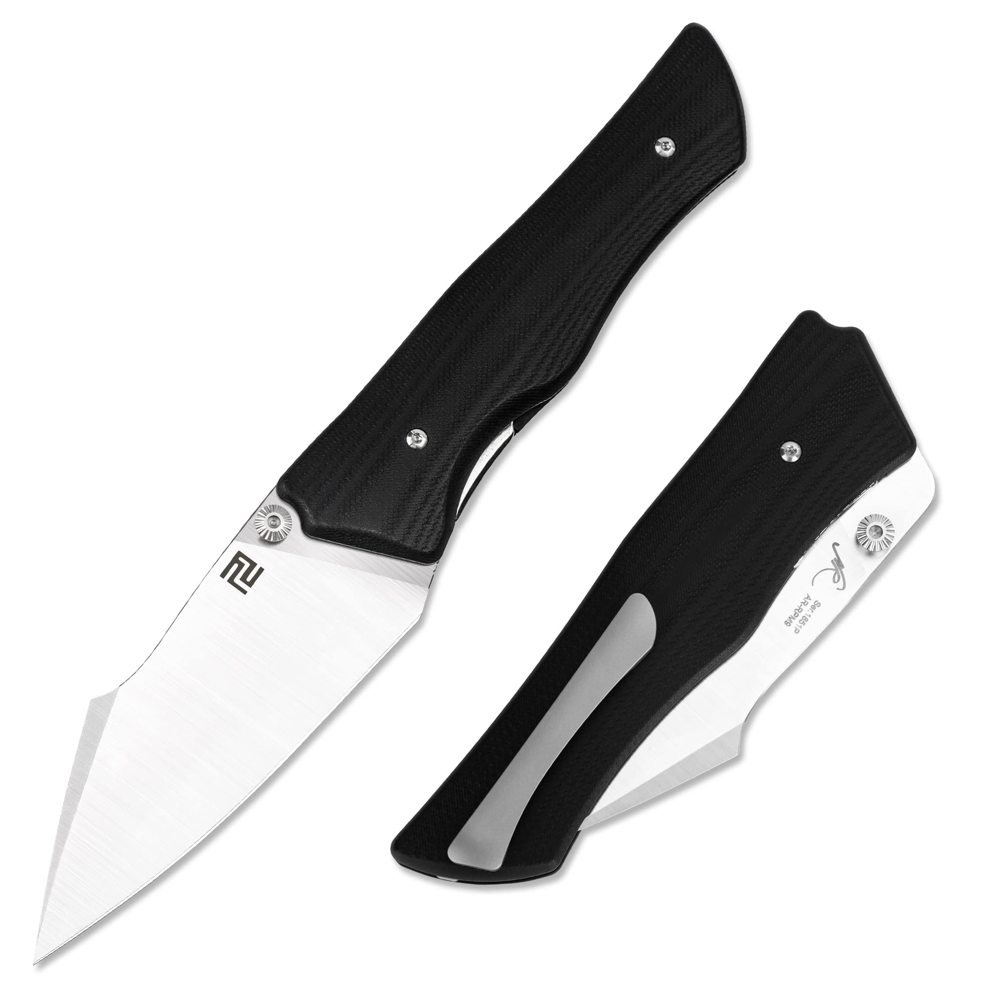 ARTISANCUTLERY Folding Knife Ahab Series (J1851) AR-RPM9 Balde and G10 Handle EDC Pocket Knife with Clip Black