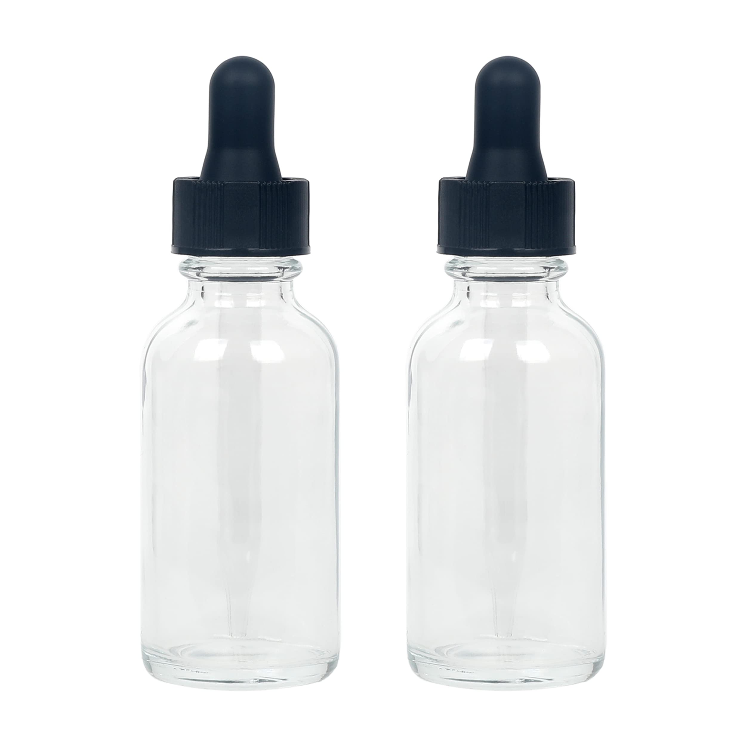 Magic Season Boston Round Glass Bottles (Transparent/ 1 fl oz. with Droppers/ 2 Pcs)