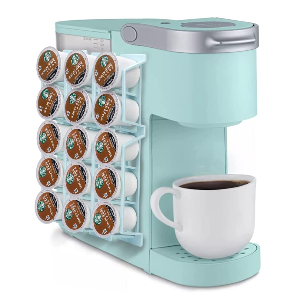 SUNGRACE K Cup Pod Organizer Holder for Keurig K-cup Coffee, Side Mount Storage Holders, Perfect for Small Counters (Blue, 3 Pack for 15 K Cups)