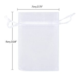 joycraft 50Pcs Organza Bags, 2x3 inch Gift Favor Bags, White Wedding Favor Bags, Jewelry Pouches with Drawstring, Mesh Bags Drawstring for Jewelry, Festival, Makeup, Candy, Desserts