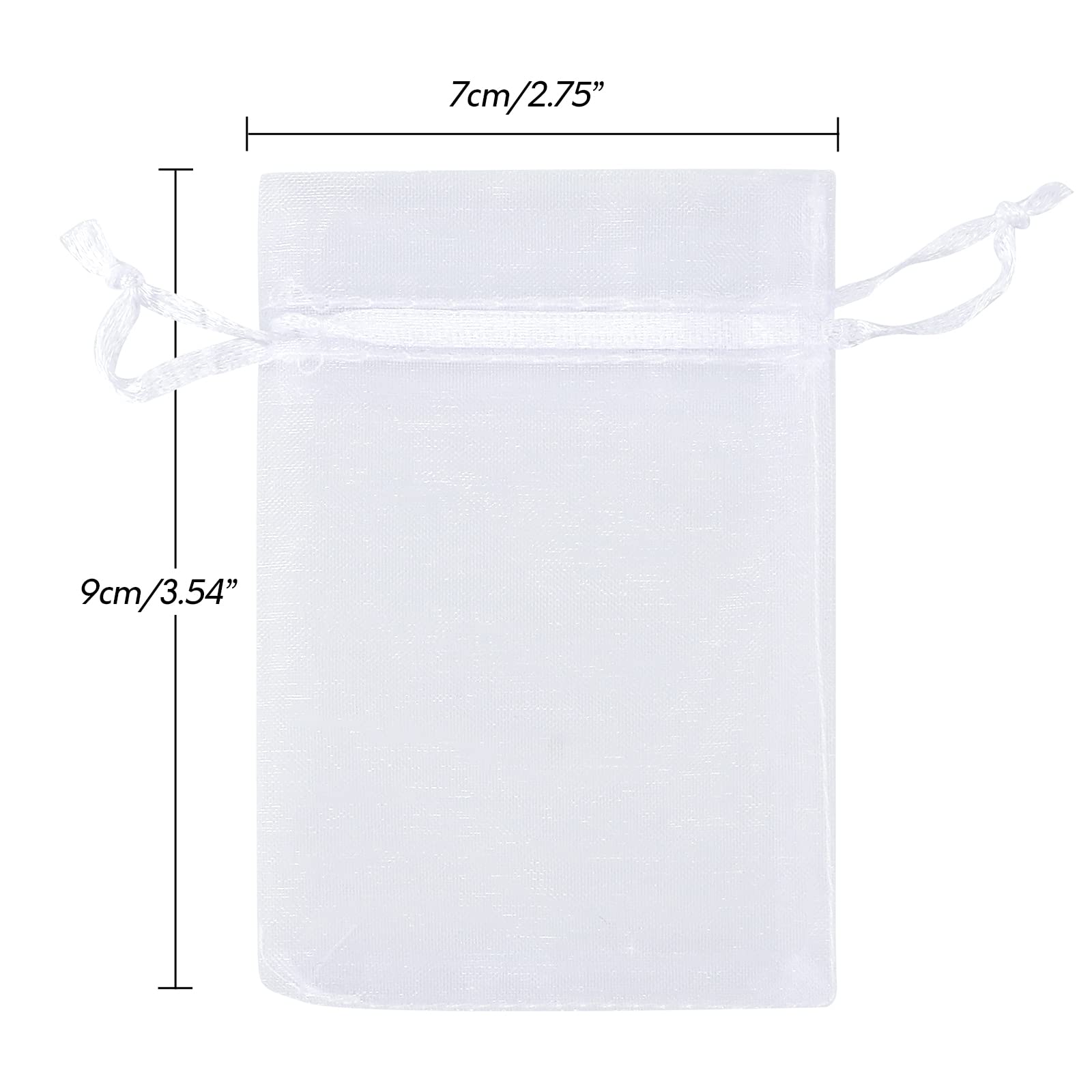 joycraft 50Pcs Organza Bags, 2x3 inch Gift Favor Bags, White Wedding Favor Bags, Jewelry Pouches with Drawstring, Mesh Bags Drawstring for Jewelry, Festival, Makeup, Candy, Desserts