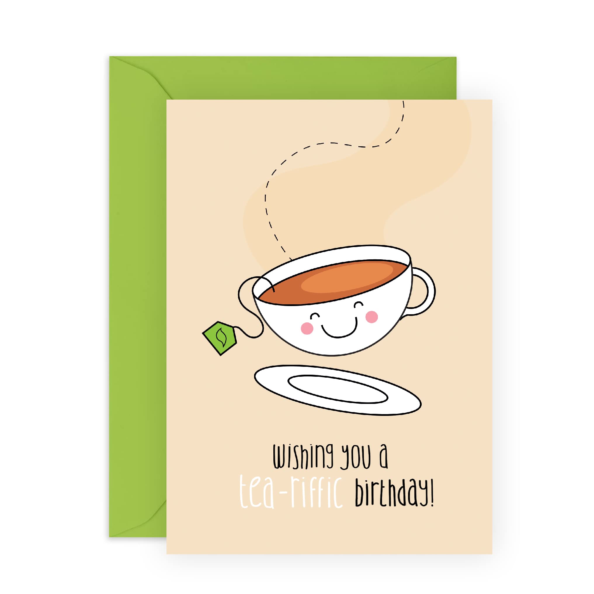 CENTRAL 23 Happy Birthday Card for Her - 'Tea-riffic Birthday' - Cute Food Pun - Sister Birthday Cards - Vegan Ink - Comes With Fun Stickers - Made In The UK