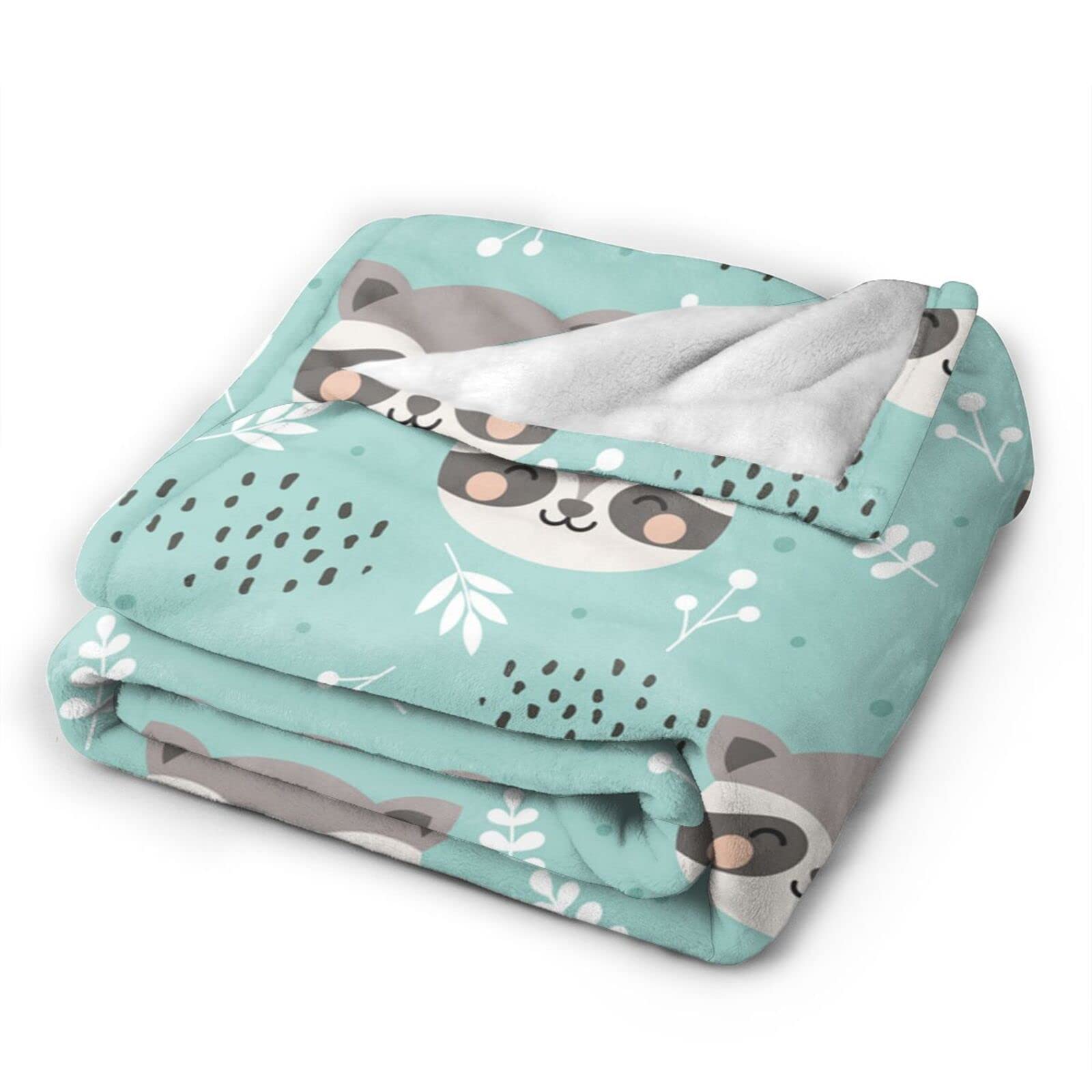 Raccoon Blanket, Super Soft Warm Bedding Cute Cartoon Throw Blankets for Couch Bedroom Bed Sofa Office, All Season Cozy Flannel Plush Blanket Gifts for Girls Boys Teens Adults, 60"X50"