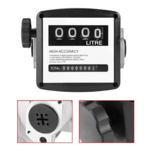 Fuel Meter, 1 Inch 4 Digital Gas Meter Counter Gauge for Measure Kerosene Gasoline, 1% High Accuracy