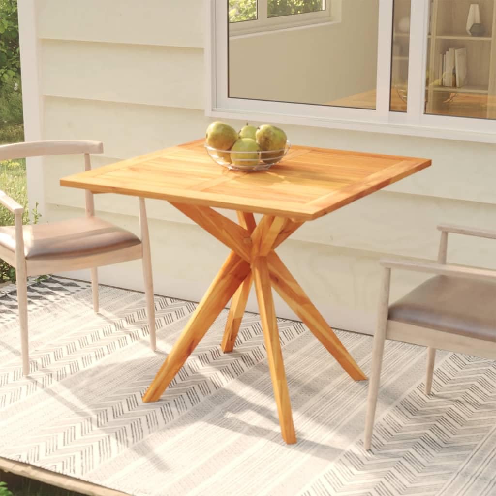 vidaXL Solid Acacia Wood Patio Table - Square Outdoor Furniture, Brown, Easy Assembly, Stable Frame, Size 33.5"x33.5"x29.5"