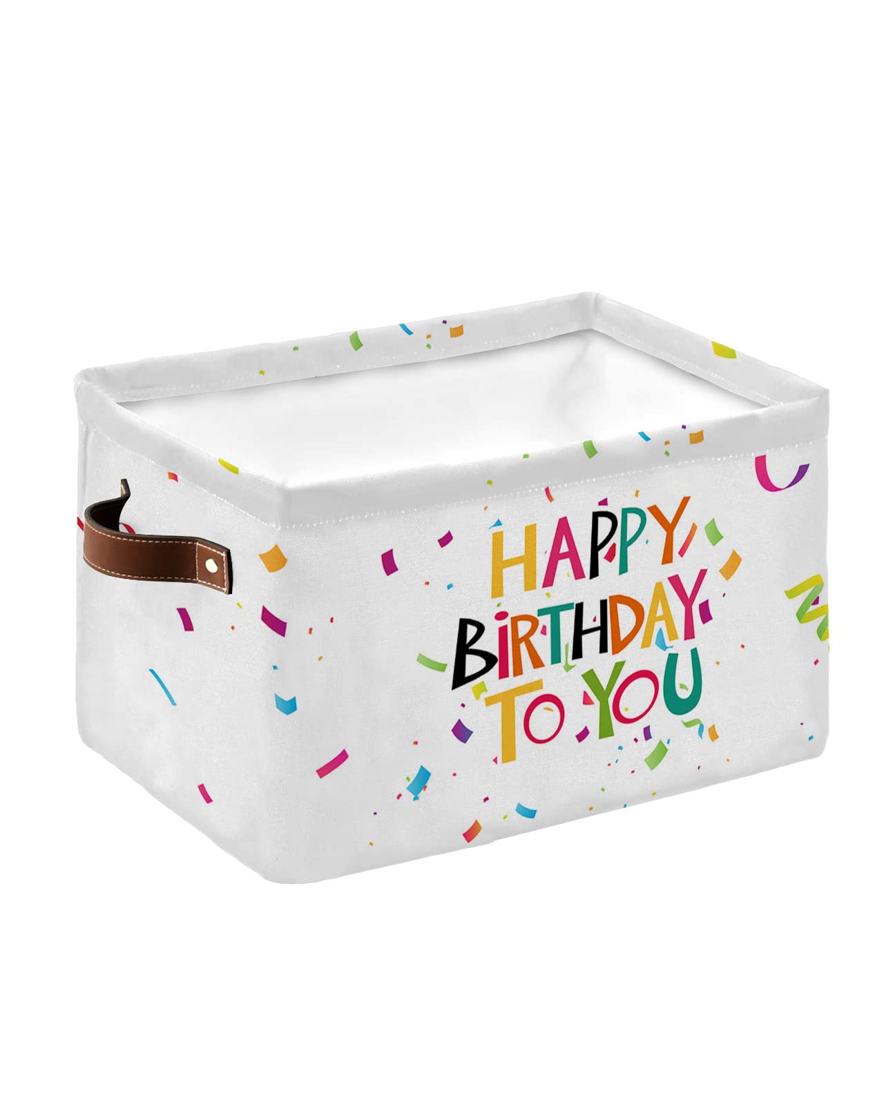 Happy Birthday to YOU Waterproof Fabric Storage Basket for Organizing Bedroom Bathroom Laundry Room Collapsible Storage Bins Birthday Party Gifts Decorative Shelf Basket for Gifts Empty