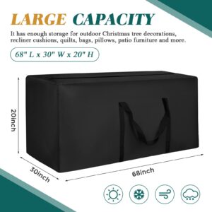 Outdoor Cushion Storage Bag Waterproof Outdoor Cushion Storage Bag 68" L x 30" W x 20" H Large Patio furniture Cushion Storage Bag with Handle and Zipper (Black, 1 Pack)