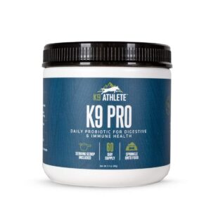 k9 athlete - k9 pro | dog probiotic powder - dog probiotics and digestive enzymes - anti-diarrhea dog nutritional supplement - canine probiotic for dog digestive support - probiotics for dogs