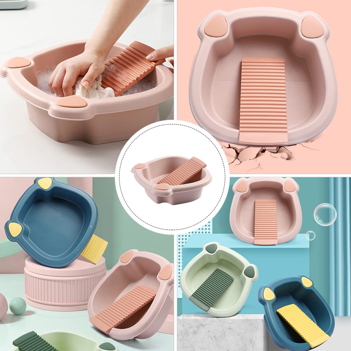 Toddmomy Laundry Basin 1set Washing Wash Hand for Laundry Dormitory Washboard Daily Delicate Scrubbing Board: Basin Clothing Home and Small Tub Clothes Board Portable Laundry Board