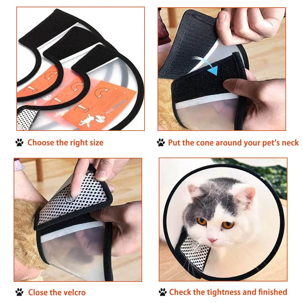 Konnfeir Cat Cone Collar 3PCS Adjustable Protective Collar for Pet Cat,Recovery E-Collar Wound Healing (3PCS)