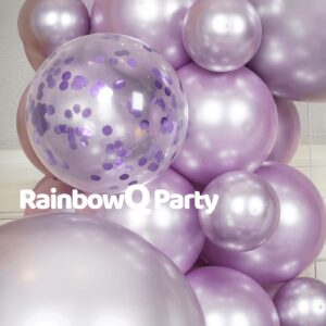 RainbowQ Party 55PCS Metallic Lavender Balloons Different Sizes 18/12/5 Inch Light Purple Shiny Latex Helium Balloons Garland Arch Kit for Anniversary Birthday Party Decorations