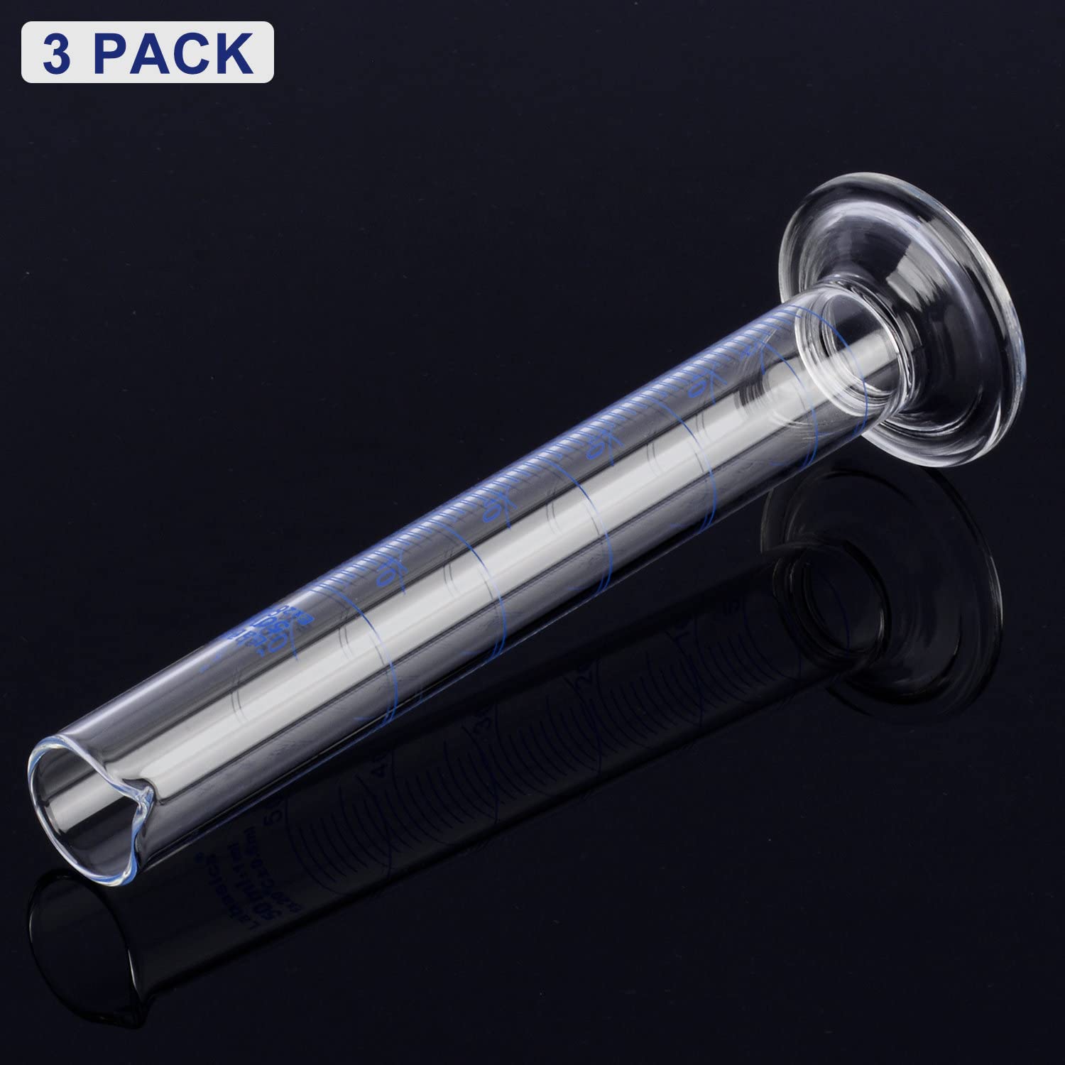 Labasics 3-Pack Borosilicate Glass 50 ml Heavy Wall Graduated Cylinder Measuring Cylinder