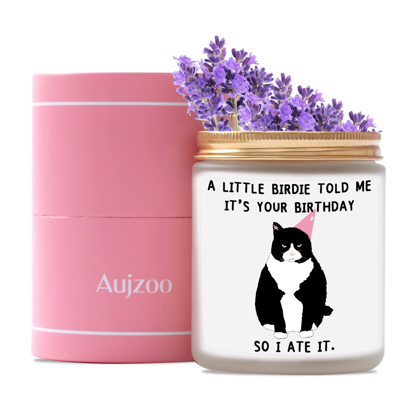 Aujzoo Happy Birthday Candle Gifts for Women - Unique Gift for Women, Friends, Sister,Mom-Lavender Scented Candle Gift idea for Her Bestie Coworker Classmate Boss Presents-Lavender Candles(7oz)