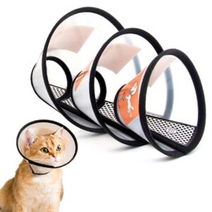 konnfeir cat cone collar 3pcs adjustable protective collar for pet cat,recovery e-collar wound healing (3pcs)