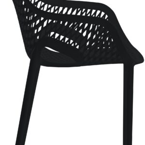 Meridian Furniture 329Black Modern | Contemporary Patio Dining Chair with Polypropylene Plastic, Weather Resisting for Indoor or Outdoor Use, Set of 4, 22.5" W x 24.5" D x 31.5" H, Black