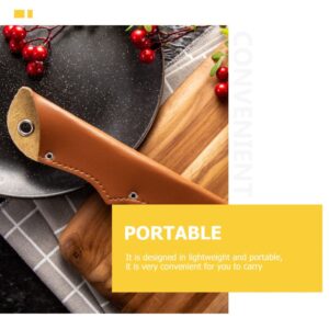 Blades Knife Push Button 5 Pcs Chef Knife PU Leather Knives Sleeves Knife Guards Universal Knife Cover Blade Case for Home Kitchen Universal Filet Knife 8 Inch