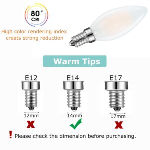 Lamsky E14 LED Bulb European Base 4W LED Chandelier Light Bulbs Dimmable 40W Equivalent,110V 2700K Warm White,Frosted Glass Decorative Bulb,6 Pack