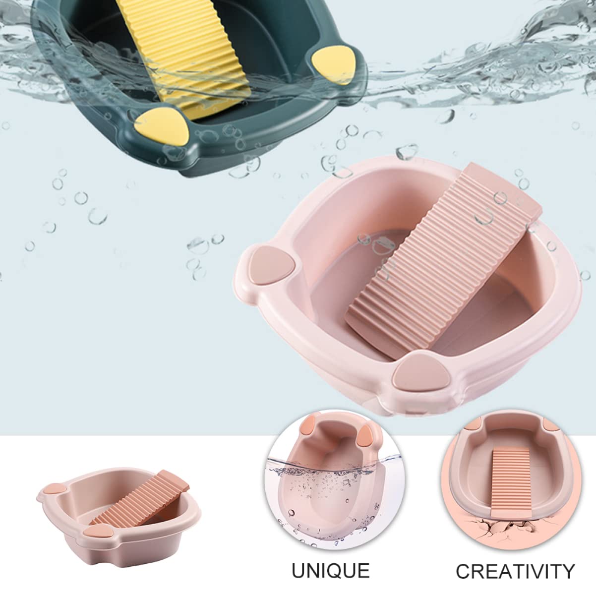 Toddmomy Laundry Basin 1set Washing Wash Hand for Laundry Dormitory Washboard Daily Delicate Scrubbing Board: Basin Clothing Home and Small Tub Clothes Board Portable Laundry Board