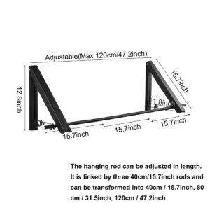 JYL HOME Wall Mounted Clothes Rack Retractable Hanger Space Saving Heavy Duty Wardrobe Hooks for Bathroom Balcony Aluminum, Black, 1-Pack
