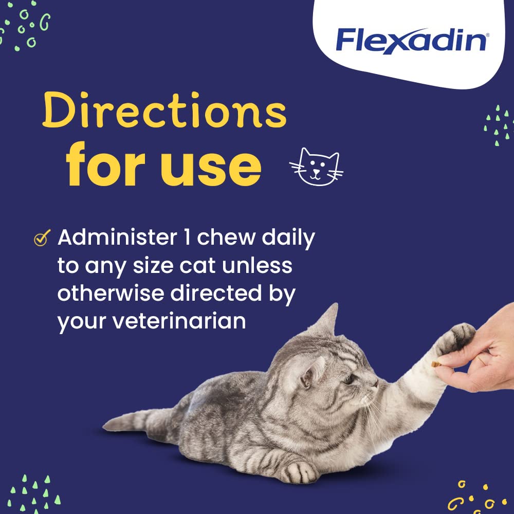 Vetoquinol Flexadin Cat Hip and Joint Support Chew with UC-II, Cat Joint Supplement, Clinically Proven and Veterinarian-Developed Formula for Hip and Joint Support Cats, 30 Count Bag