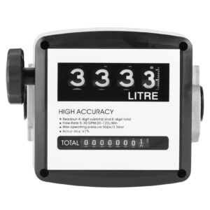 Fuel Meter, 1 Inch 4 Digital Gas Meter Counter Gauge for Measure Kerosene Gasoline, 1% High Accuracy