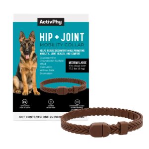 activphy hip + joint mobility collar for dogs with glucosamine, chondroitin, msm, and more | convenient & easy | 30 days of continuous support | water resistant (med/large)