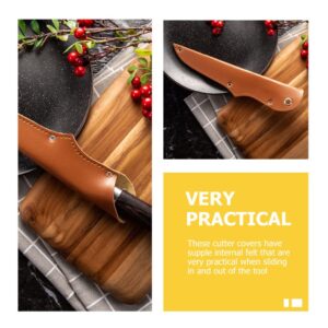 Blades Knife Push Button 5 Pcs Chef Knife PU Leather Knives Sleeves Knife Guards Universal Knife Cover Blade Case for Home Kitchen Universal Filet Knife 8 Inch