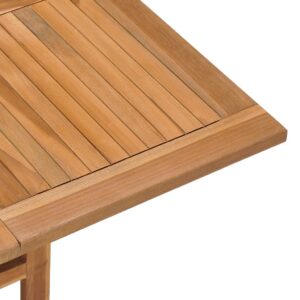 vidaXL Solid Teak Wood Folding Patio Dining Table - Weather Resistant Outdoor Furniture with Space-Saving Design and Fine Sanded Finish