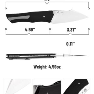 ARTISANCUTLERY Folding Knife Ahab Series (J1851) AR-RPM9 Balde and G10 Handle EDC Pocket Knife with Clip Black