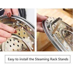 Round Stainless Steel Steamer Rack, Thicken 8.5" 9.33" 10.11" Inch Diameter Canner Steaming Rack Stand Cooking Ware Food Vegetable Steam Tray for Pressure Cooker Pot (3 Pack)