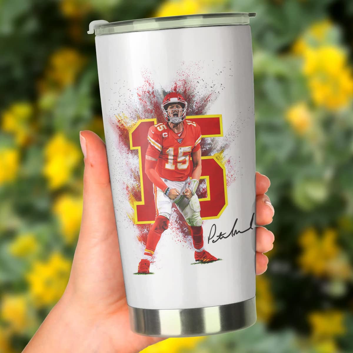 Teerabbit Patrick Mahomes II Tumbler - Go Big Or Go Mahomes - Coffee Tea Mug Insulated Tumbler With Lid - Birthday, Thanksgiving, Christmas Day Gifts For Football Fans - 20 Oz| Stainless Steel Mug