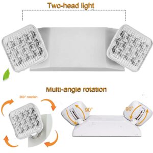 10 Pack Led Emergency Lights with Battery Backup, Commercial Emergency Light Fixture, Adjustable Dual Head Emergency Light for Business, Emergency Lighting for Home Power Failure, AC120V/277V