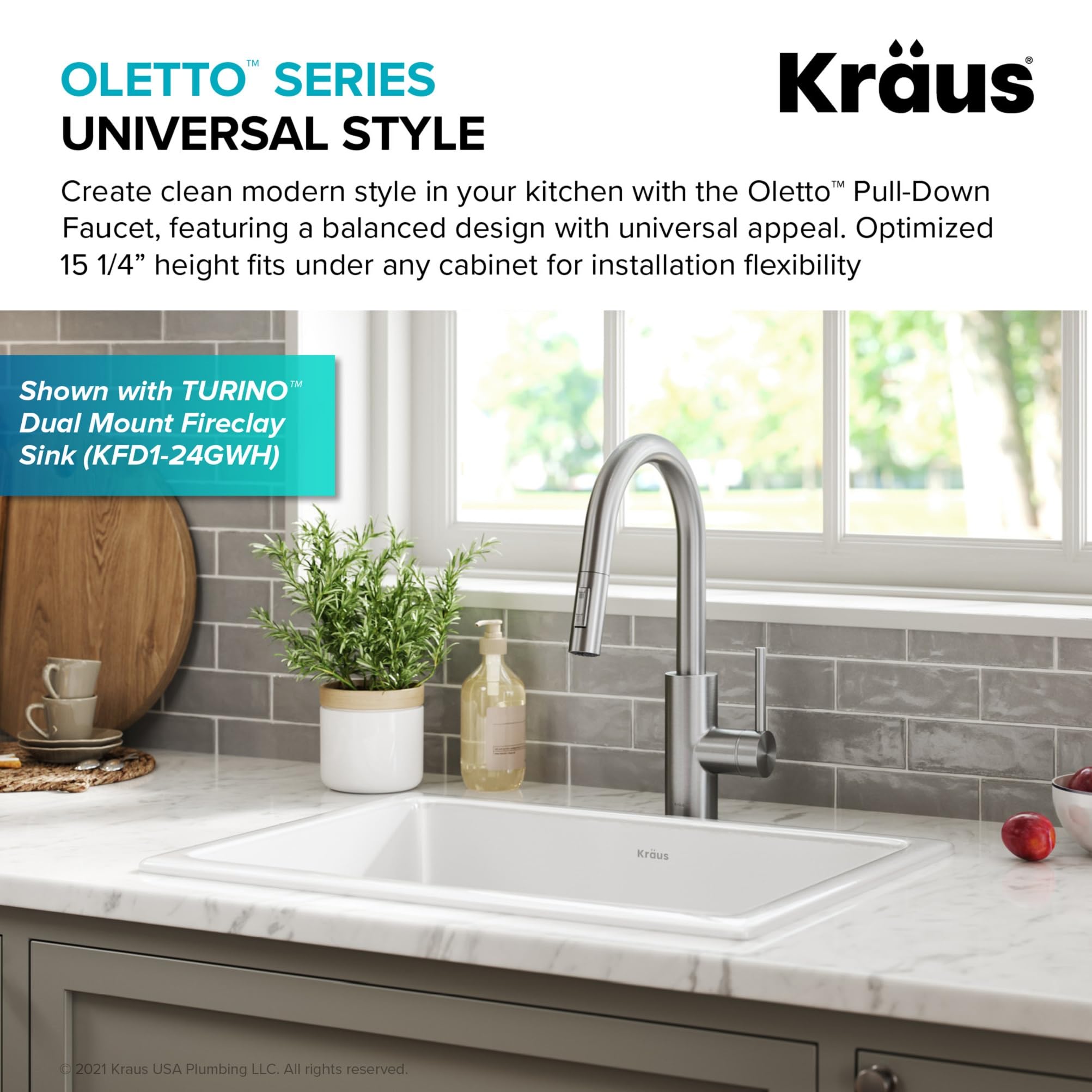 KRAUS Oletto™ Spot Free Stainless Steel Finish Dual Function Pull-Down Kitchen Faucet, KPF-2620SFS (Pack of 4)